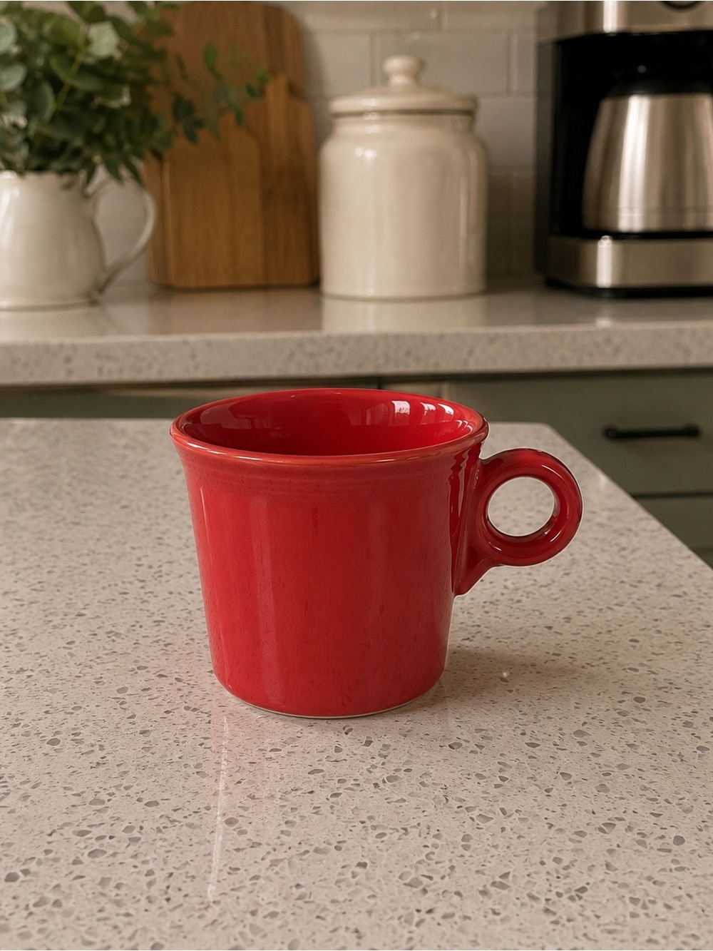 Scarlet Red HLC Fiesta coffee mug.